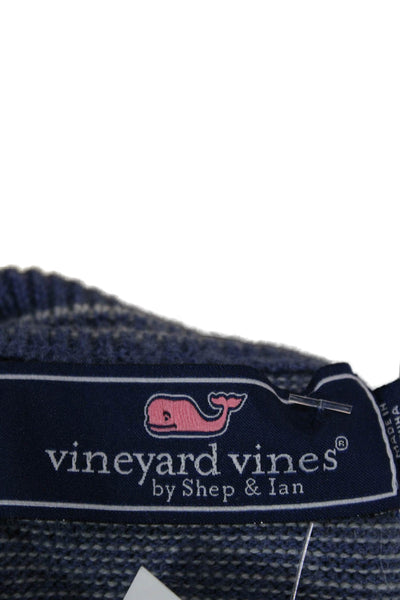 Vineyard Vines Mens Blue Striped Mock Neck Merino Pullover Long Sleeve Size XL
