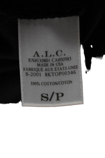 ALC Womens Basic Black Cotton Crew Neck 3/4 Sleeve T-Shirt Size S