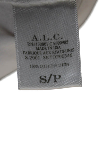 ALC Women White Cotton Basic 3/4 Sleeve T-Shirt Round Neck Size S