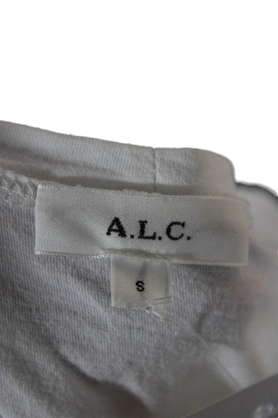 ALC Women White Cotton Basic 3/4 Sleeve T-Shirt Round Neck Size S