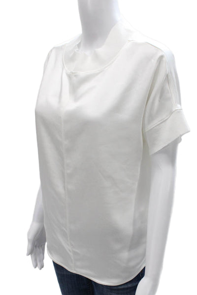 Melissa Nepton Womens White Viscose Short Sleeve Crew Neck Blouse Petite Size S