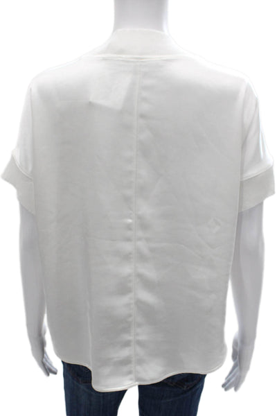 Melissa Nepton Womens White Viscose Short Sleeve Crew Neck Blouse Petite Size S