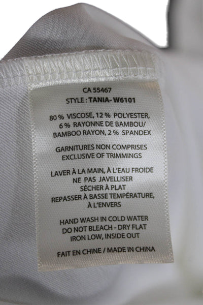 Melissa Nepton Womens White Viscose Short Sleeve Crew Neck Blouse Petite Size S