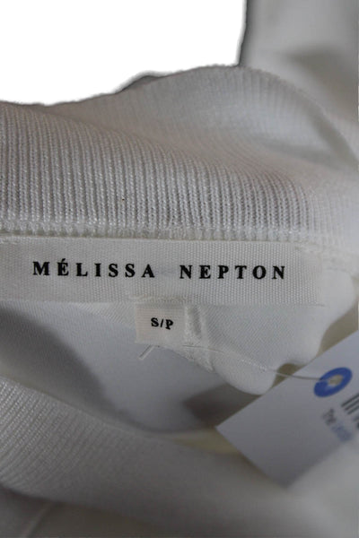 Melissa Nepton Womens White Viscose Short Sleeve Crew Neck Blouse Petite Size S