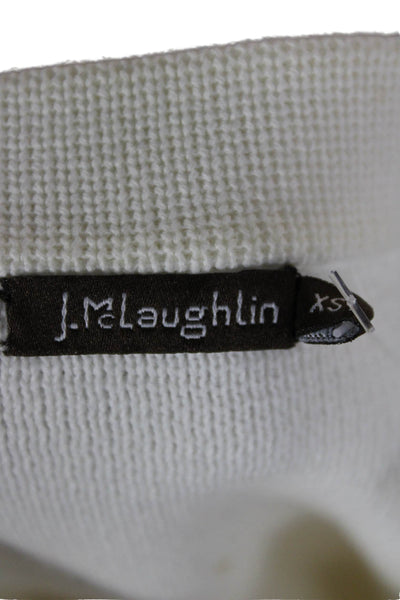 J. Mclaughlin Women White Cotton Mock Neck Cardigan 3/4 Sleeve Size XS