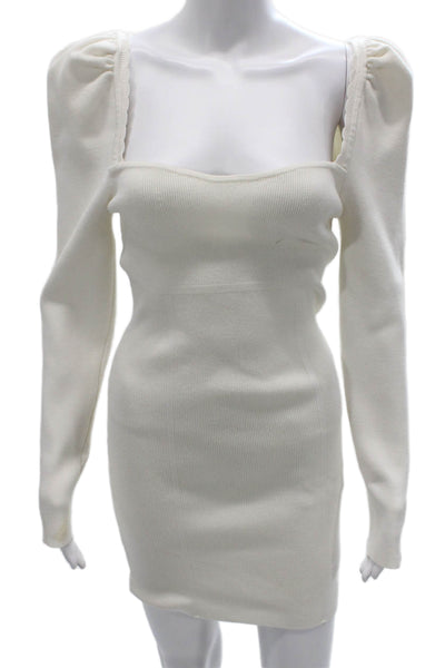 Majorelle Women Bodycon White Square Neck Long Sleeve Dress Size L
