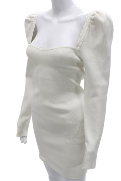 Majorelle Women Bodycon White Square Neck Long Sleeve Dress Size L