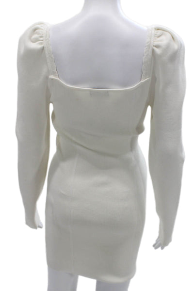 Majorelle Women Bodycon White Square Neck Long Sleeve Dress Size L