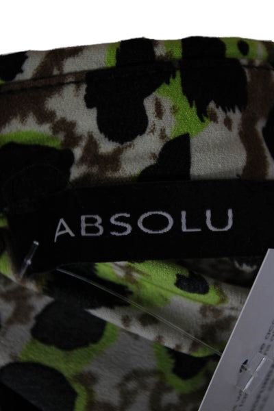 Absolu Women Animal Print Collared Button-Up Blouse Long Sleeve Size 38