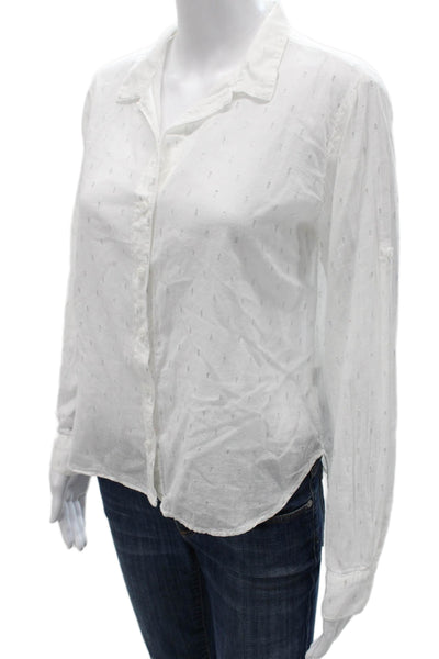 Bella Dahl Womens White Cotton Collared Button-Up Long Sleeve Top Size S