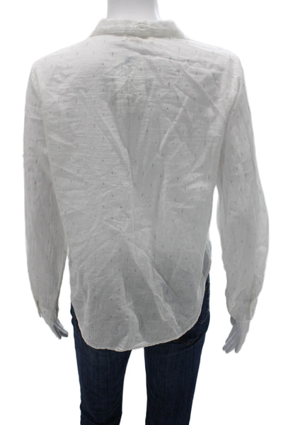 Bella Dahl Womens White Cotton Collared Button-Up Long Sleeve Top Size S