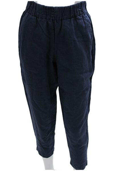 Michael Stars Women Ankle Pants Blue Linen Pull On Size S