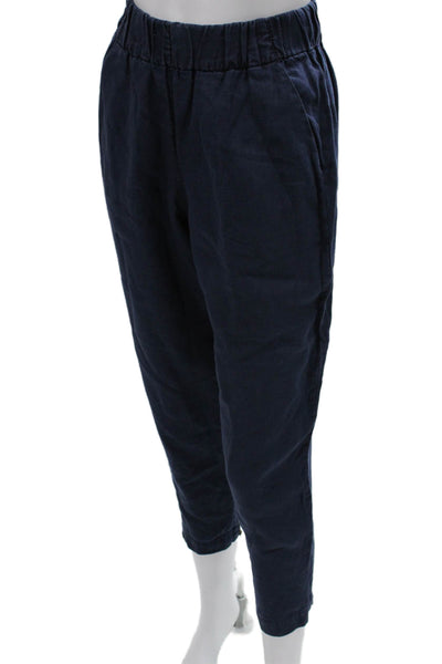 Michael Stars Women Ankle Pants Blue Linen Pull On Size S