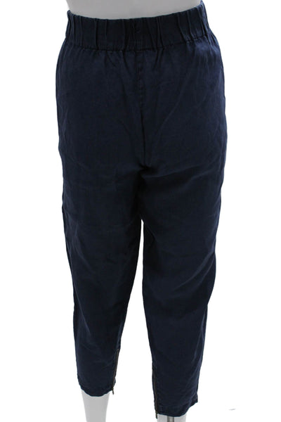 Michael Stars Women Ankle Pants Blue Linen Pull On Size S