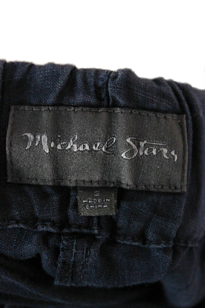 Michael Stars Women Ankle Pants Blue Linen Pull On Size S