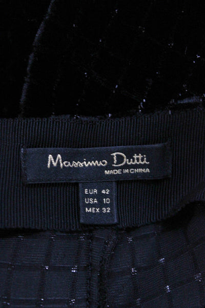 Massimo Dutti Womens Dress Pants Black Check Viscose Zip Inseam 28 Size 10