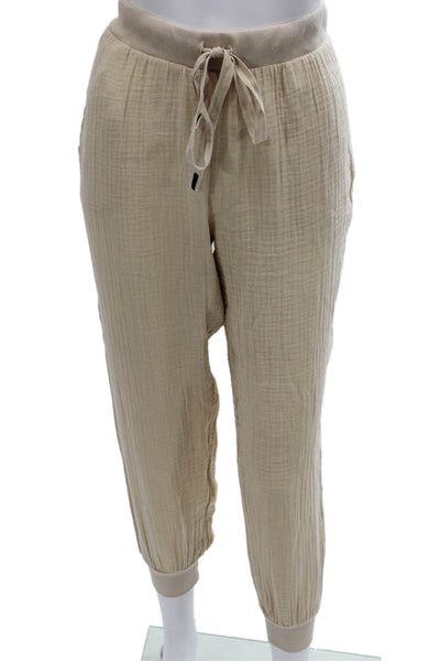 Stateside Womens Beige Cotton Drawstring Jogger Pants Size S