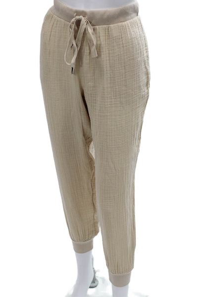 Stateside Womens Beige Cotton Drawstring Jogger Pants Size S