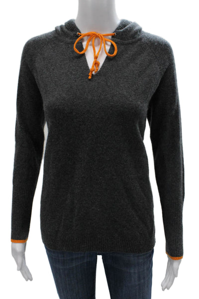 525 America Women Cashmere V Neck Pullover Gray Long Sleeve Size XS
