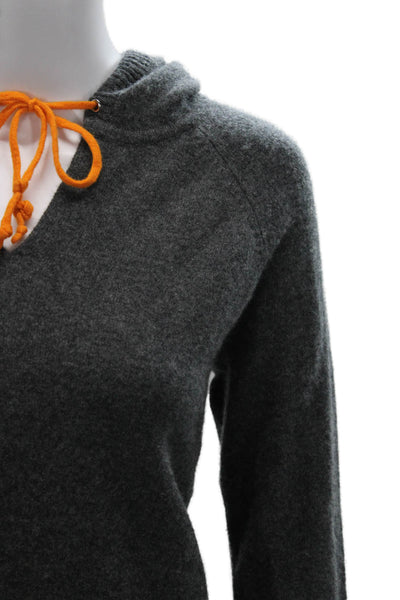 525 America Women Cashmere V Neck Pullover Gray Long Sleeve Size XS