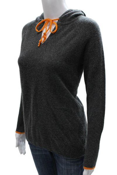 525 America Women Cashmere V Neck Pullover Gray Long Sleeve Size XS