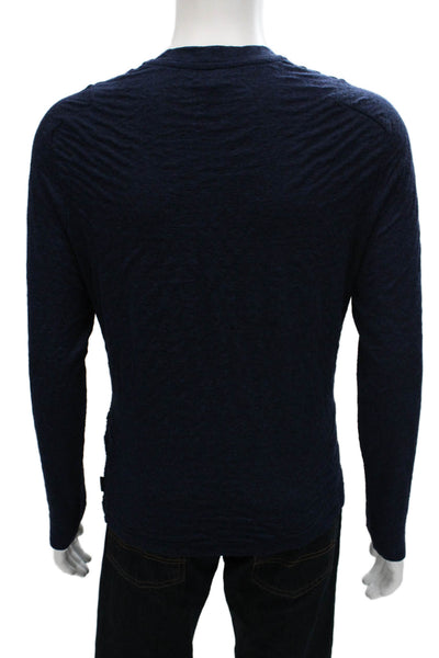 Armani Collezioni Mens Blue Viscose Geometric Crewneck Pullover Size M