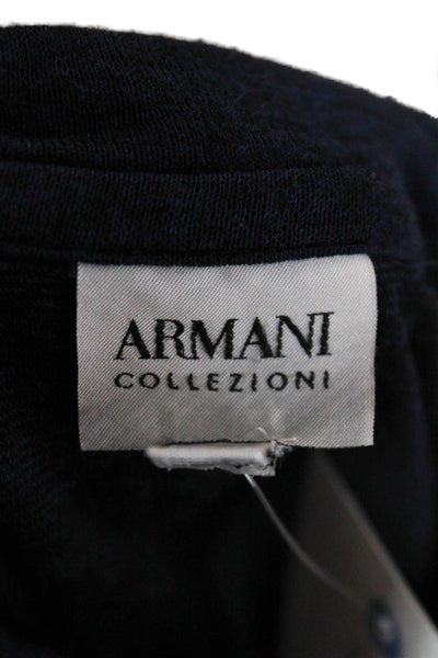 Armani Collezioni Mens Blue Viscose Geometric Crewneck Pullover Size M