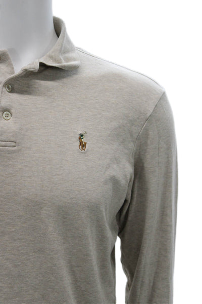 Polo Ralph Lauren Mens Long Sleeve Collared Classic Fit Polo Shirt Brown Small