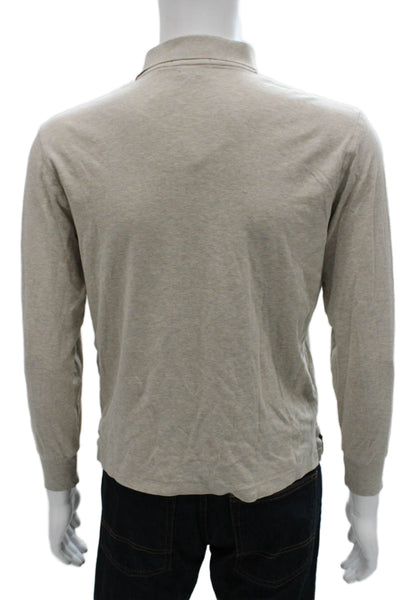Polo Ralph Lauren Mens Long Sleeve Collared Classic Fit Polo Shirt Brown Small