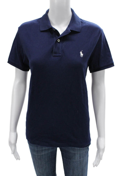 Polo Ralph Lauren Mens Polo Shirt Blue Cotton Button Short Sleeve Size L