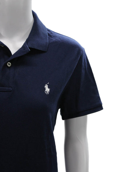 Polo Ralph Lauren Mens Polo Shirt Blue Cotton Button Short Sleeve Size L