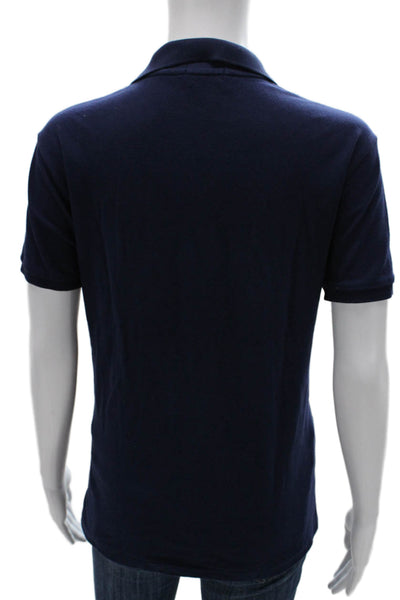 Polo Ralph Lauren Mens Polo Shirt Blue Cotton Button Short Sleeve Size L