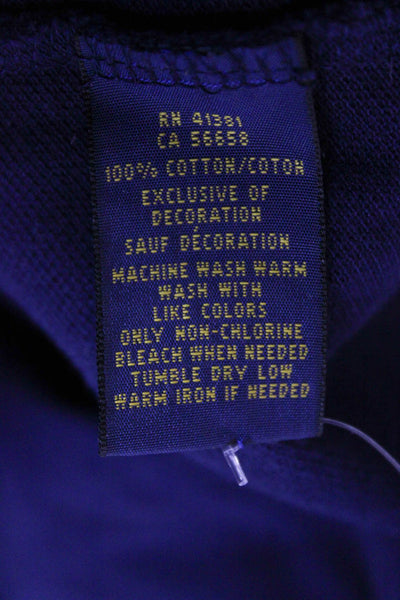 Polo Ralph Lauren Mens Polo Shirt Blue Cotton Button Short Sleeve Size L