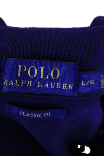 Polo Ralph Lauren Mens Polo Shirt Blue Cotton Button Short Sleeve Size L