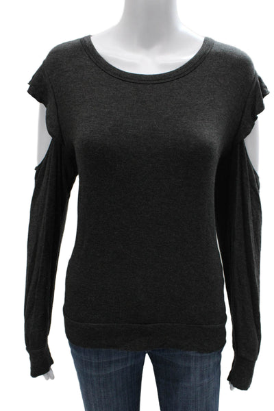 LNA Women Basic Tee Gray Rayon Spandex Long Sleeve Round Neck Pullover Size M