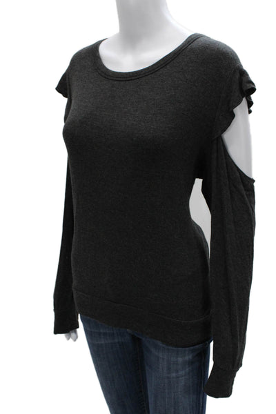 LNA Women Basic Tee Gray Rayon Spandex Long Sleeve Round Neck Pullover Size M