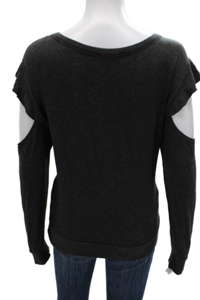 LNA Women Basic Tee Gray Rayon Spandex Long Sleeve Round Neck Pullover Size M