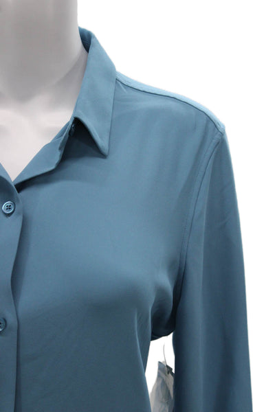 Equipment Femme Womens Collared Long-Sleeve Button-Up Tunic Blue Size M