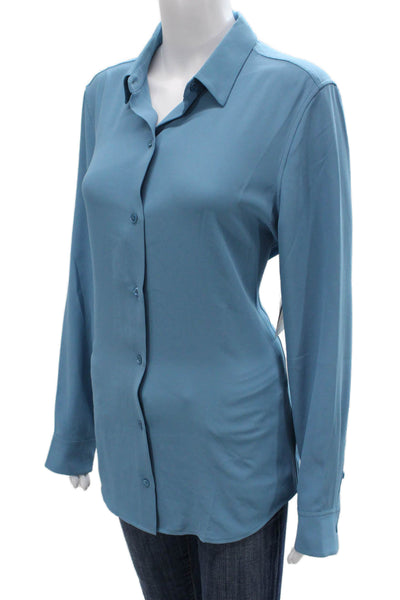Equipment Femme Womens Collared Long-Sleeve Button-Up Tunic Blue Size M