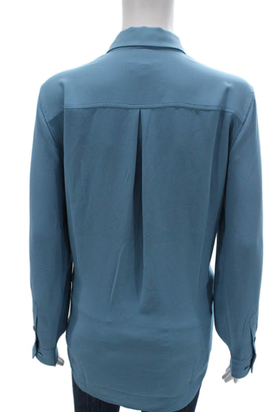 Equipment Femme Womens Collared Long-Sleeve Button-Up Tunic Blue Size M