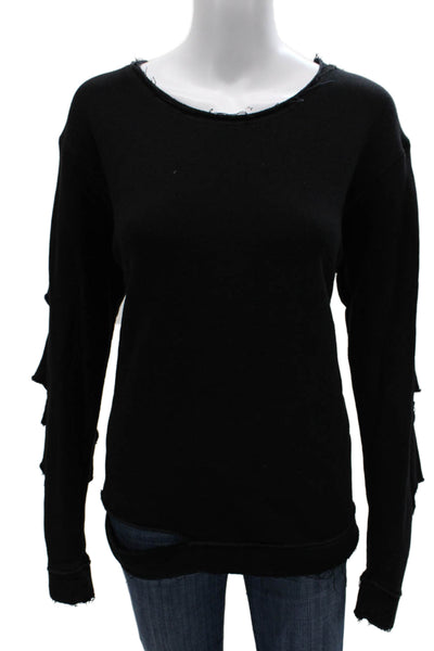 ALALA Womens Basic Black Long Sleeve T-Shirt Round Neck Cotton Size M