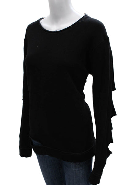 ALALA Womens Basic Black Long Sleeve T-Shirt Round Neck Cotton Size M