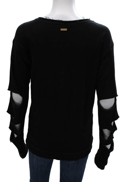 ALALA Womens Basic Black Long Sleeve T-Shirt Round Neck Cotton Size M