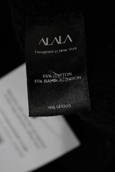 ALALA Womens Basic Black Long Sleeve T-Shirt Round Neck Cotton Size M