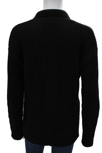 Z Supply Women Cardigan Black Polyester Collared Long Sleeve Size M