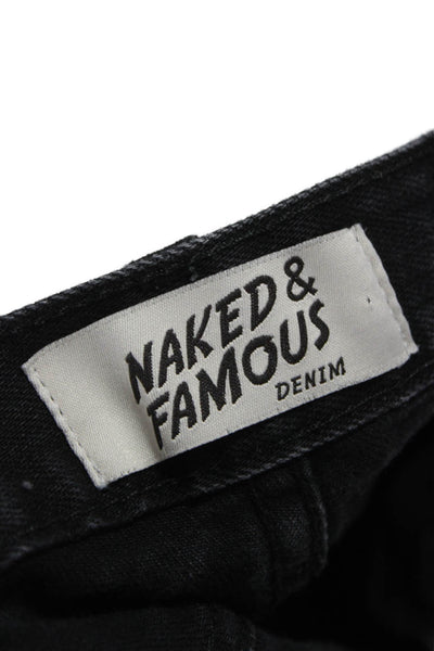 Naked & Famous Mens Tapered Jeans Black Cotton Mid Rise Size 33