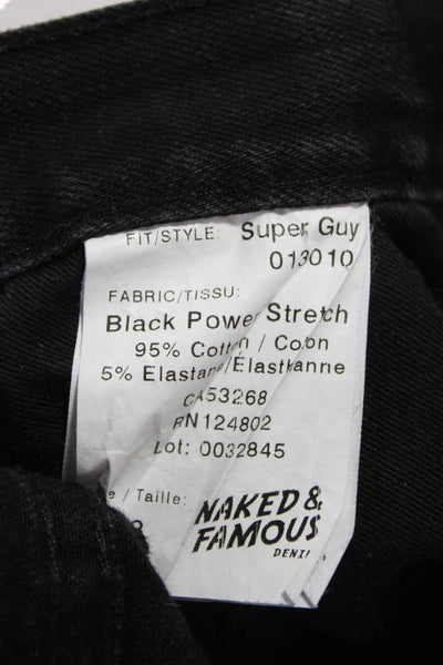Naked & Famous Mens Tapered Jeans Black Cotton Mid Rise Size 33
