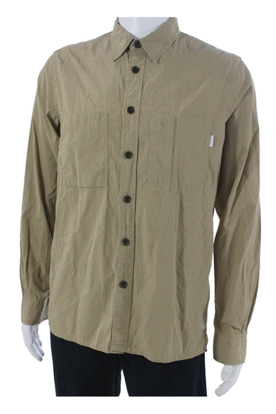 Paul Smith Mens Button-Down Cotton Solid Beige Long Sleeve Shirt Size M