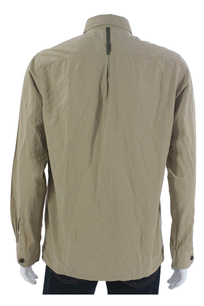 Paul Smith Mens Button-Down Cotton Solid Beige Long Sleeve Shirt Size M