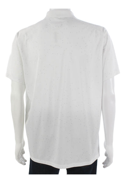 Nike Mens Polo White Short Sleeve Graphic Collared Polyester Size L